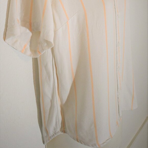 Obey Crop Shirt Sz XS Button Down Striped Relaxed Fit Minimalist Neutral Preppy - Picture 3 of 8